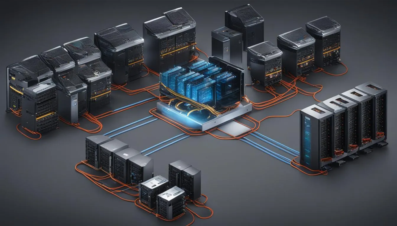 Szafa serwerowa z przełącznikami sieciowymi obsługującymi adresację DHCP
